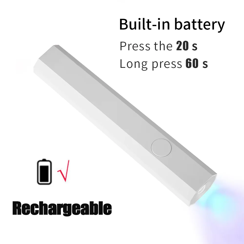 YIKOOLIN Rechargeable Handheld UV LED Nail Lamp 3W Portable Mini Gel Polish Dryer 2 Timer Setting USB Charging Manicure Tool Hom - Image 7