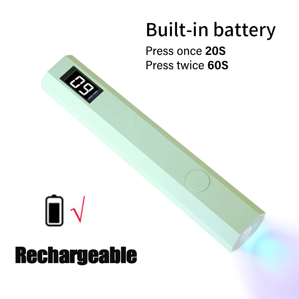 YIKOOLIN Rechargeable Handheld UV LED Nail Lamp 3W Portable Mini Gel Polish Dryer 2 Timer Setting USB Charging Manicure Tool Hom - Image 10