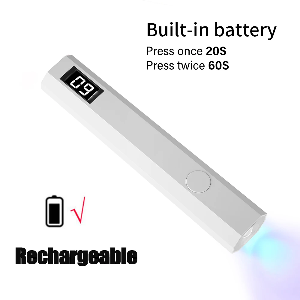 YIKOOLIN Rechargeable Handheld UV LED Nail Lamp 3W Portable Mini Gel Polish Dryer 2 Timer Setting USB Charging Manicure Tool Hom - Image 11