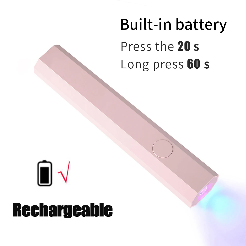 YIKOOLIN Rechargeable Handheld UV LED Nail Lamp 3W Portable Mini Gel Polish Dryer 2 Timer Setting USB Charging Manicure Tool Hom - Image 12