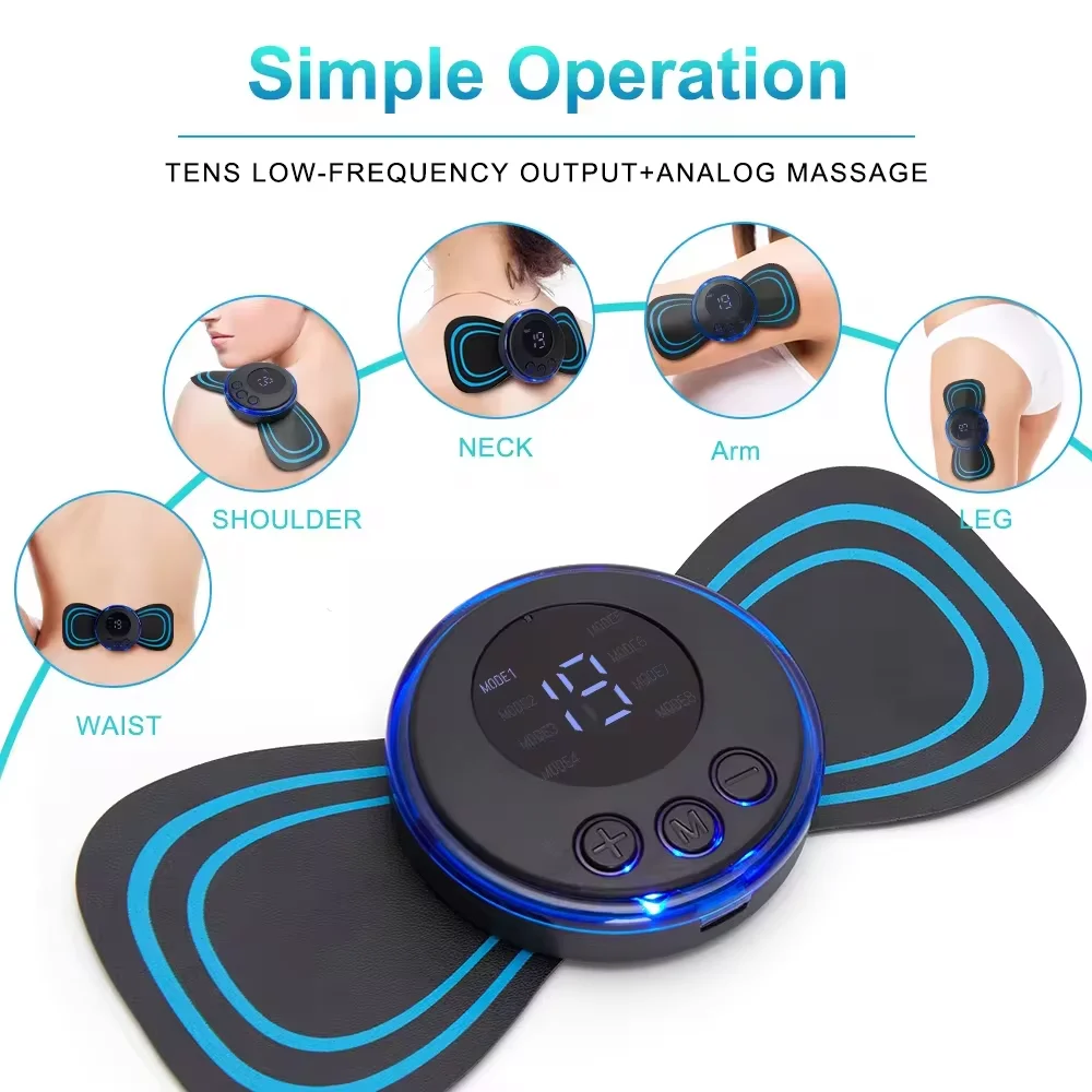 Electric Neck Massager EMS Muscle Massage Stimulator Low Frequency Instrument Back Cervical Calf Patches Pain Joints Mini Device - Image 2