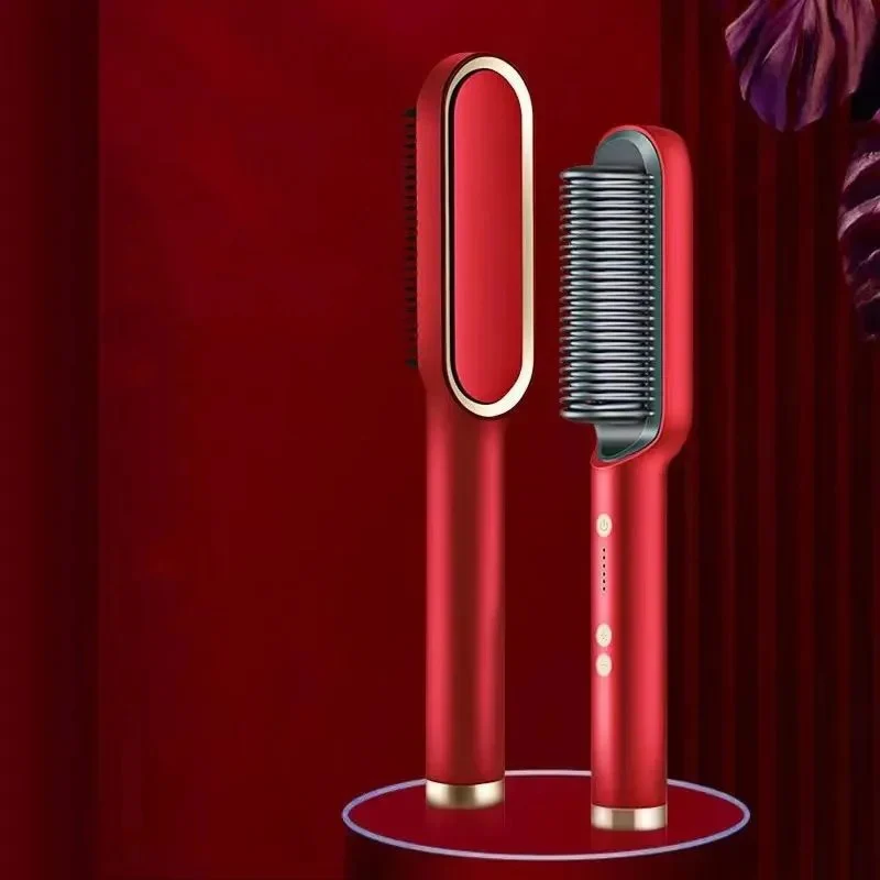 Electric PTC heat straightening brush One Step Hair Dryer 3 In 1 Ceramic Flat Iron Women Hair Straightener comb And Curling - Image 10