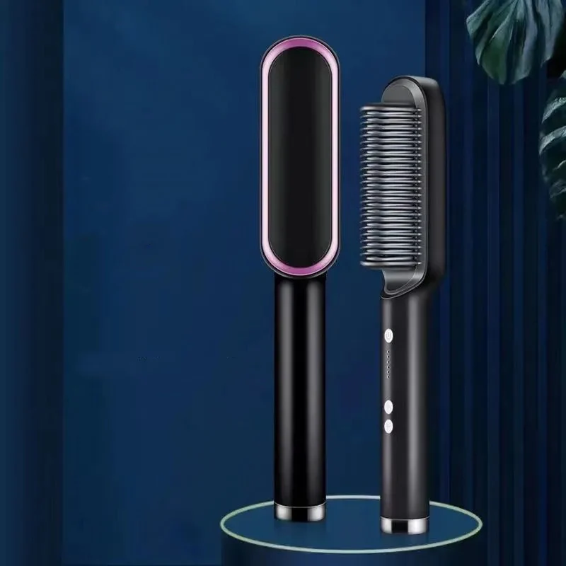 Electric PTC heat straightening brush One Step Hair Dryer 3 In 1 Ceramic Flat Iron Women Hair Straightener comb And Curling - Image 9
