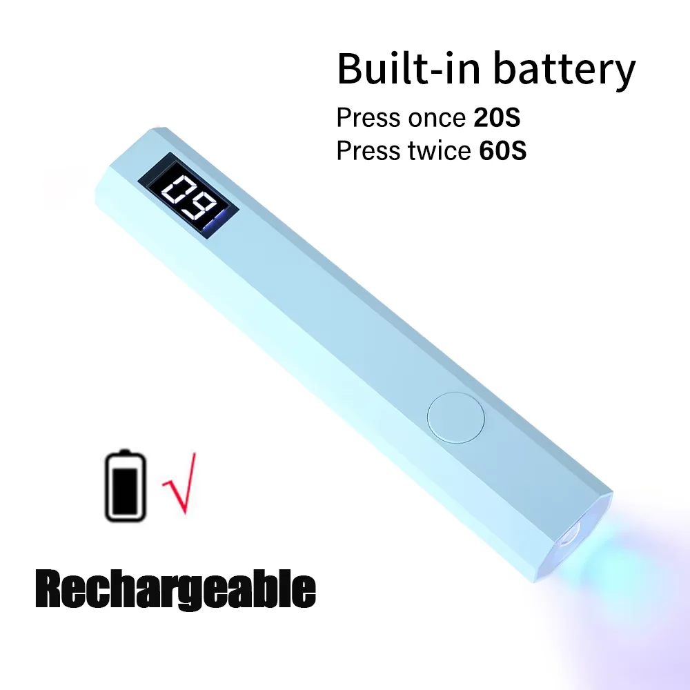 YIKOOLIN Rechargeable Handheld UV LED Nail Lamp 3W Portable Mini Gel Polish Dryer 2 Timer Setting USB Charging Manicure Tool Hom - Image 8