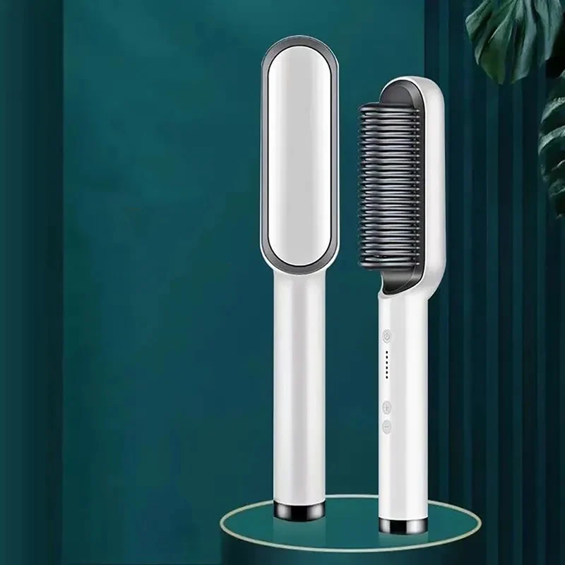 Electric PTC heat straightening brush One Step Hair Dryer 3 In 1 Ceramic Flat Iron Women Hair Straightener comb And Curling - Image 7