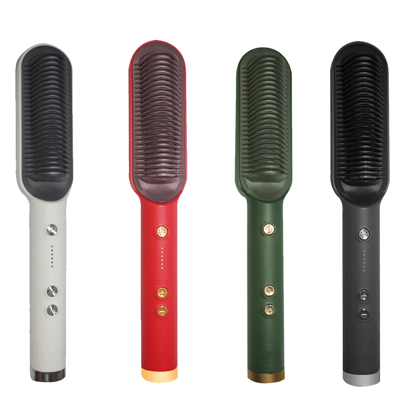 Electric PTC heat straightening brush One Step Hair Dryer 3 In 1 Ceramic Flat Iron Women Hair Straightener comb And Curling - Image 5