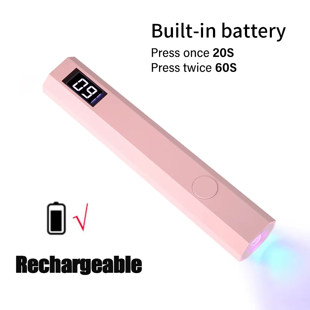 YIKOOLIN Rechargeable Handheld UV LED Nail Lamp 3W Portable Mini Gel Polish Dryer 2 Timer Setting USB Charging Manicure Tool Hom - Image 9