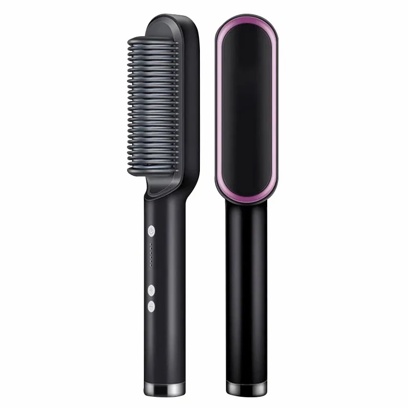 Electric PTC Heat Straightening Brush One Step Hair Dryer 3 In 1 Ceramic Flat Iron Women Hair Straightener Comb And Curling - Image 21