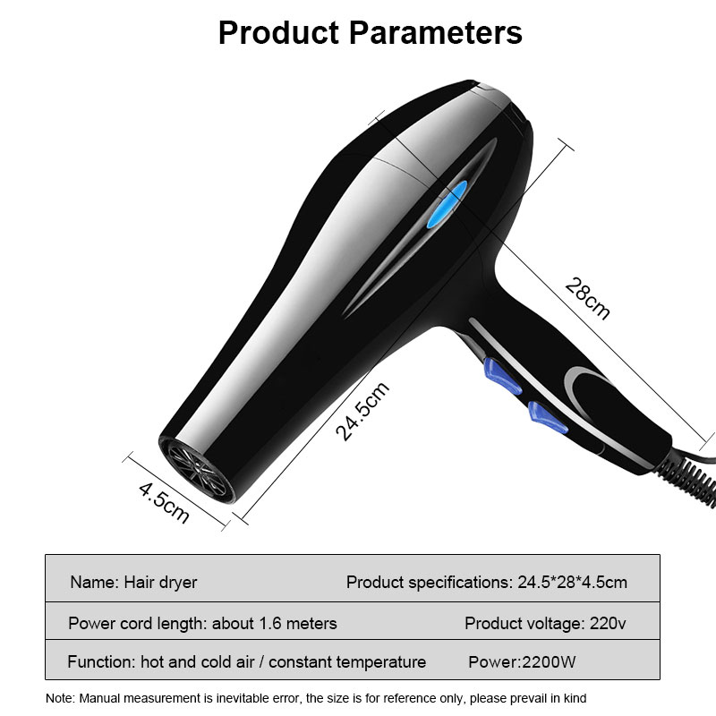 Hair Dryer 2200W Professional Powerful Hair Dryer Fast Heating Hot And Cold Adjustment Ionic Air Blow Dryer with Air Collecting - Image 14